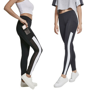 Ladies Tech <b>Mesh</b> Stripe Yoga Leggings High Waist Fitness & Workout Sports <b>Pants</b> for Gym Training Activewear - Product Image 1