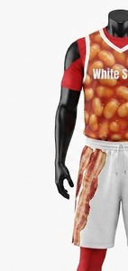 Camiseta sin mangas de baloncesto para mujer White Stitch con estampado de frijoles bacon, top transpirable de licra/nailon de 220 g, cuello redondo - Product Image 4