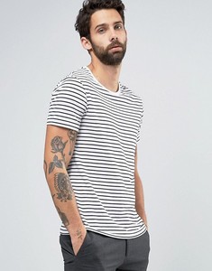 เสื้อยืดแขนสั้นลายทางสำหรับผู้ชาย คอกลม ทรงปกติ ผ้าฝ้ายเจอร์ซีย์ลำลอง - Product Image 1