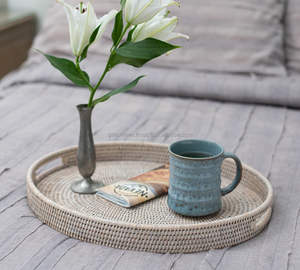 Plateaux de service en rotin, noir et blanc, pour hôtel, nouveaux articles pour accessoires de salle de bains, prix pas cher, vente en gros - Product Image 1