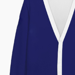 Cardigans pour hommes bleus et blancs tendance, en gros, pulls d'hiver à manches longues en laine et coton respirant, style décontracté - Product Image 5