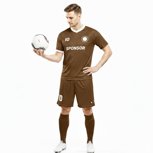 Uniforme de Fútbol Unisex Color Marrón Chocolate, Conjunto de Camiseta y Pantalones Cortos de Fútbol de Alta Calidad, Secado Rápido, Transpirable, Antibacterial, Personalizable para Equipos - Product Image 4