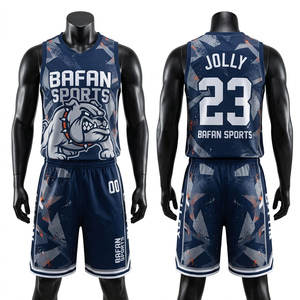 High Quality 180 GSM Breathable Polyester Basketball Set Grey Black Trim Panel Design Custom <b>Heat</b> Print logo for men's set - Product Image 2