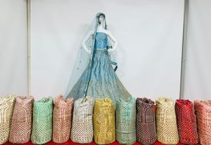 Zarna 16 Kali Flare mariée Lehenga lourd indien pakistanais Design avec miroir complet Shisha Jarkan pierres paillettes travail Salwar robe - Product Image 3