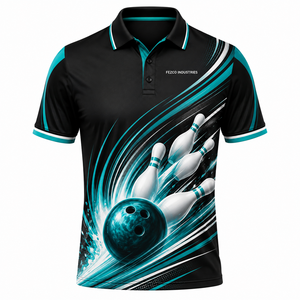เสื้อโปโลโบว์ลิ่งแบบกำหนดเองสำหรับทีมแข่งขัน ออกแบบเองได้ พิมพ์ลายแบบซับลิเมชั่นเต็มตัว เสื้อโปโลโบว์ลิ่งผู้ชาย - Product Image 6