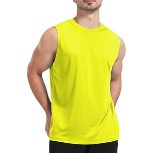 Camiseta sin Mangas para Hombre, Color Azul Claro, Cuello Redondo, Color Sólido, Secado Rápido, Tejido de Punto, Ropa Casual - Product Image 5