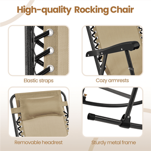 เก้าอี้โยกกลางแจ้งทันสมัยพร้อมหมอนรองศีรษะสีเบจ - Product Image 3