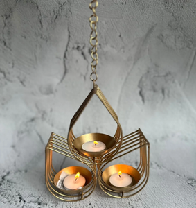 Supports de bougies chauffe-plat suspendus en métal avec trois coupelles pour bougies chauffe-plat, pour la décoration de Noël et des fêtes à la maison - Product Image 5