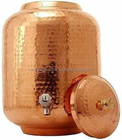 Distributeur d'eau martelé avec robinet, récipient en cuivre pur de 4 litres, pour le sport, le Fitness et le Yoga, 350 ml