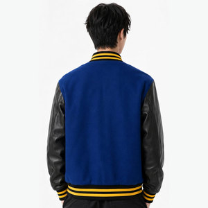 Blouson universitaire vintage pour homme OEM, personnalisé avec logo brodé et design patchwork sur le devant, idéal pour l'hiver - Product Image 3