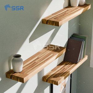 Estantes Flotantes Minimalistas de Madera de Acacia con Borde Cuadrado Rústico, Precio de Fábrica, para Decoración de Sala de Estar - Product Image 1