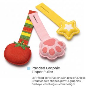 Tirettes de fermeture éclair Kawaii tissées, rembourrées, forme 3D personnalisée, pour vêtements d'enfants, sacs à dos, pochettes et vêtements d'extérieur - Product Image 3