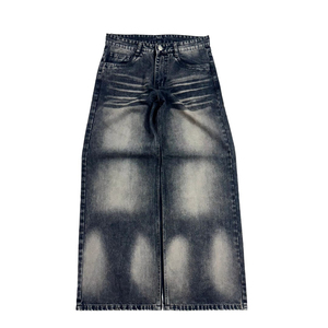 Pantalones Vaqueros de Mezclilla de Cintura Alta con Pierna Ancha, Estilo Casual Urbano, Unisex, Corte Regular, 100% Algodón, Tallas Grandes, Venta al Por Mayor - Product Image 6