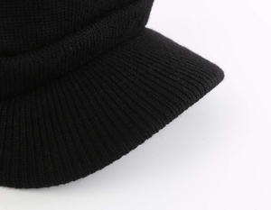 Black <b>Mens</b> <b>Winter</b> Beanie <b>Hat</b> with Brim Warm Double Knit Cuff Beanie Cap Breathable Custom Fashion Cheap Price OEM 2025 - Product Image 2