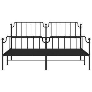 Cadre de lit rectangulaire complet en métal avec revêtement en poudre noire, finition noire élégante - Product Image 5