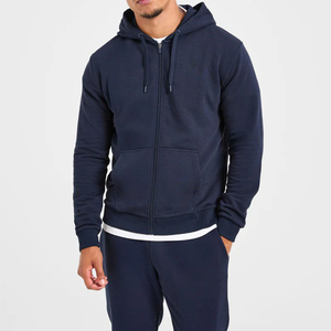 Sudadera con Capucha Azul Marino para Hombre, con Cierre, Ligera, de Color Sólido, con Bolsillo Frontal y Cordón Ajustable, al Por Mayor, con Logotipo Personalizado, de la Mejor Calidad, a Precios de Fábrica - Product Image 1