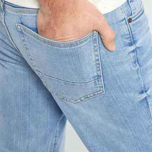 Jeans en denim pour hommes, coupe droite décontractée, extensible, délavé, boutonné, été automne - Product Image 2