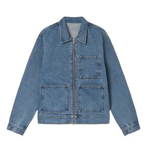 <b>Denim</b> Jacket Men Designer Casual Cotton Jacket Blue Boy Zip Closure <b>Denim</b> <b>Coats</b> OEM Jean Jacket - Product Image 1