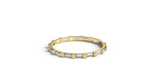 18K Gold Art Deco Bar Set Baguette Diamond <b>Ring</b> For Women Horizontal Step Cut Full Eternity Band <b>Stacking</b> <b>Ring</b> Fine Jewelry - Product Image 1
