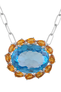 จี้บลูโทแพซและซิทรินในตัวเรือนเงินแท้ 92.5 รุ่น KLSP-50599 - Product Image 4