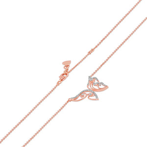 Collier papillon en diamant avec des spirales délicates en or rose et un design d'ailes ouvertes élégant - Product Image 4