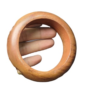 Premium Thick Rounded Wood Bangle with Large Polished Brass <b>Studs</b> - Chunky Statement Wooden Jewelry - Handmade Sustainable - Product Image 1
