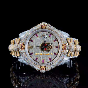 Reloj de Lujo con Moissanita y Cuarzo, Correa de Acero Inoxidable, Esfera Redonda, Pantalla de Cristal, Resistente al Agua - Product Image 1