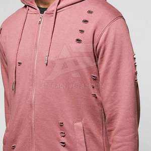 Best Selling <b>Pullover</b> <b>Men</b> Distressed Tracksuits Winter Wear Custom Solid Color Distressed Tracksuits - Product Image 5