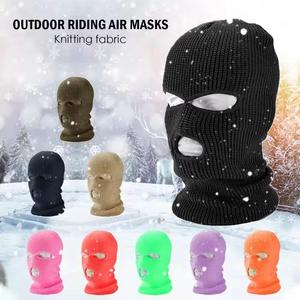 Balaclava en tricot blanc à 3 trous, masque facial unisexe pour adulte, couverture chaude d'hiver pour l'extérieur, 100% acrylique - Product Image 2