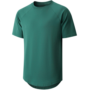 T-shirt en maille à manches courtes vert marine pour homme, col rond, séchage rapide, coupe classique, couleur unie, vêtement décontracté - Product Image 2