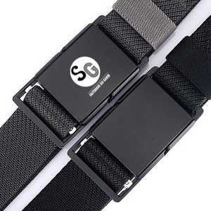 Ceinture décontractée en tissu noir avec boucle rectangulaire à verrouillage automatique, impression par transfert thermique, design durable - Product Image 6