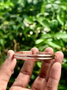 Bracelet manchette double nervure en cuivre pur fait main, bijou de guérison en cuivre massif pour hommes et femmes, OEM - Product Image 3
