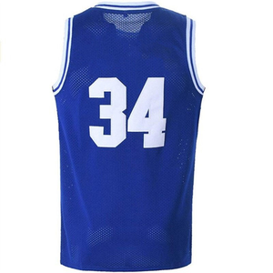 Maillot de basket-ball bleu sans manches, numéro 34, en maille sublimée respirante, vêtement unisexe pour adulte, coupe régulière, col rond - Product Image 4