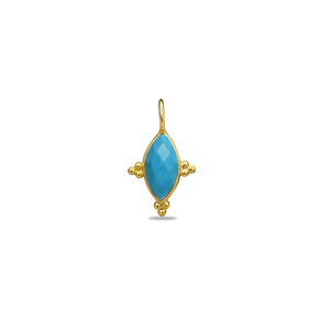 Pendentifs en turquoise fantaisie plaqués or, forme marquise, pour la création de bijoux, 10x5mm, coupe rose. - Product Image 1