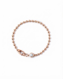 Classic 925 Sterling <b>Silver</b> 10K <b>Solid</b> Gold Lab Grown Diamond 5mm 0.5ct Round cut Bezel set Diamond <b>Bracelet</b> Bead Chain Bangle - Product Image 2