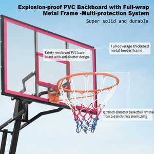 Canestro da Basket Portatile con Tabellone da 44 Pollici, Altezza Regolabile da 2,45 m a 3,05 m per Giovani, Adulti e Partite Professionali - Product Image 6