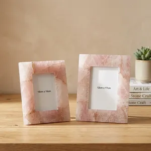 Inlay Polished Handmade Stone Photo <b>Frame</b> Square Tabletop Decor Marble Agate quartz Modern Home Display - Product Image 2