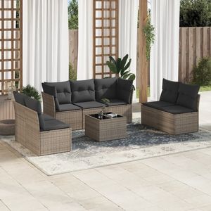 Ensemble de canapés de jardin en rotin PE gris foncé, pieds réglables, 8 pièces - Product Image 1