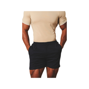 Men Solid Color Cotton Shorts Mid Waist Elastic Closure Casual Short Shorts Breathable Woven Fabric Style - Product Image 4