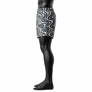 Short de bain décontracté pour homme à motif géométrique, taille mi-haute, séchage rapide, en polyester satiné, longueur courte, fermeture élastique - Product Image 6