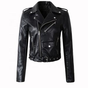 Econex Sports 2025 Women Faux PU Leather <b>Jacket</b> High Street Lapel Zipper Leather Coat Casual Lady Black Outwear Women's <b>Jackets</b> - Product Image 3