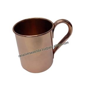 Nouvelle conception plaine pur cuivre métal moscou Mule tasse forme cylindrique avec poignée pour vin café boisson et cadeaux - Product Image 5