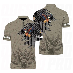 เสื้อโบว์ลิ่งคุณภาพสูงแบบขายส่งสำหรับผู้ชาย เสื้อเจอร์ซีย์โบว์ลิ่งพิมพ์ลาย 3 มิติ พร้อมชื่อสั่งทำพิเศษ เสื้อโปโลสำหรับนักโบว์ลิ่ง ของขวัญสุดพิเศษ - Product Image 1
