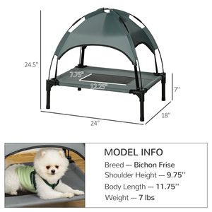 Lettino per Cani da Esterno da 24 Pollici con Tettoia Parasole Protetta dai Raggi UV, Letto Rialzato Grigio per Animali Domestici, per Campeggio, Realizzato in Materiale Oxford, Confezionato in Scatola - Product Image 3