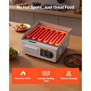 Piastra Elettrica Commerciale in Acciaio Inox da Banco 35,4 x 30 cm, Temperatura Regolabile da 122-570 Gradi F, Attrezzatura Professionale - Product Image 3