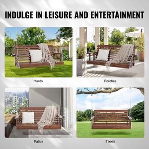Dondolo da Veranda in Legno da 1,67 m, Robusto Dondolo da Giardino per Cortile, Capacità di Carico Migliorata di 400 kg, Utilizzo Interno - Product Image 2