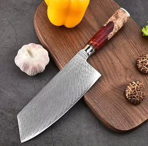 Ensemble de couteaux de chef haut de gamme en acier Damas, style japonais, manche en bois, couteaux de cuisine de qualité supérieure, fabricant OEM ODM - Product Image 3