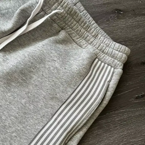 Customized Loose Fit Harem Pants With Side Stripe <b>Drawstring</b> Waist Full Length Casual Fleece Pants Spring Solid Color - Product Image 2