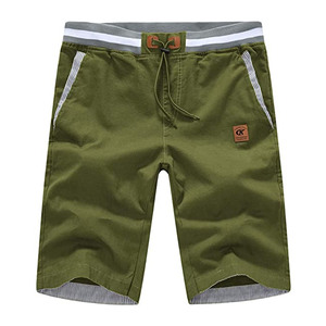 Shorts cargo décontractés pour hommes en coton, taille haute, fermeture boutonnée, brodés, écologiques, respirants, confortables, séchage rapide, anti-UV, couleur unie - Product Image 1