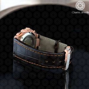 Charm_Jewells Montre de luxe pour homme en acier inoxydable, boîtier rond, analogique, quartz, bracelet en cuir véritable, boucle 20 mm 22 cm - Product Image 2